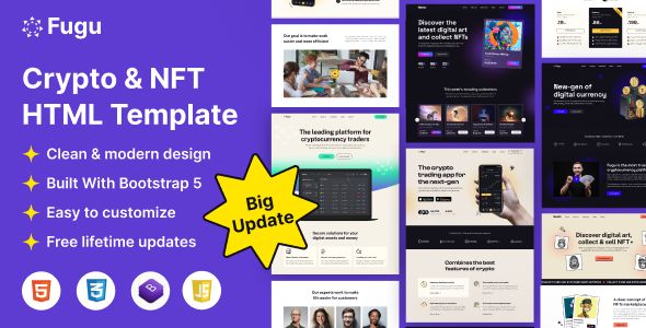 Fugu - NFT & Crypto Html Template 1 Fugu Crypto & NFT HTML Template WordPress Theme