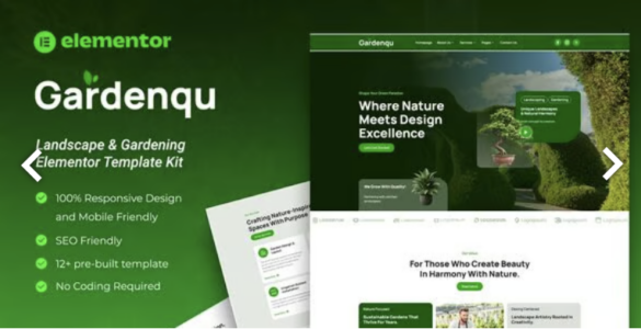 Gardenqu Landscape & Gardening Elementor Template Kit