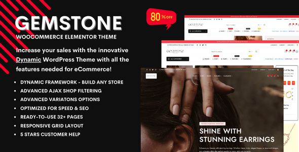 Gemstone - Jewellery Store eCommerce WooCommerce Theme 1 Gemstone WooCommerce Elementor Theme for WordPress