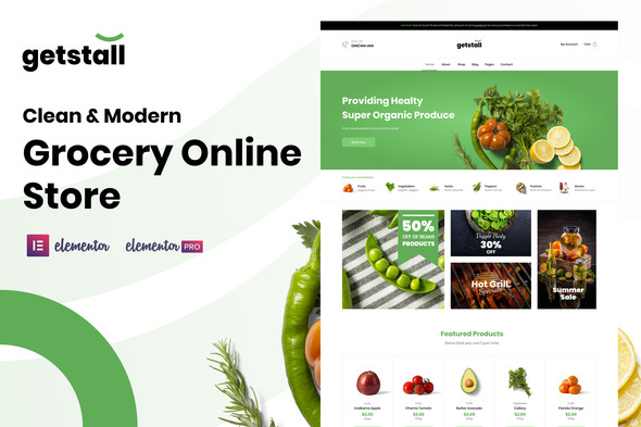 Getstall Grocery Store Elementor Template Kit