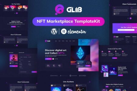 Glib NFT Marketplace Elementor Pro Template Kit for WordPress