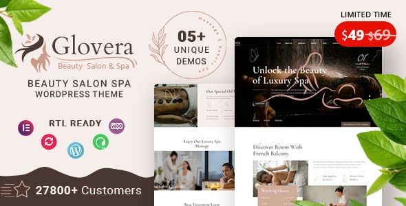 Glovera - Beauty Salon Spa WordPress Theme 1 Glovera Beauty Salon Spa WordPress Theme