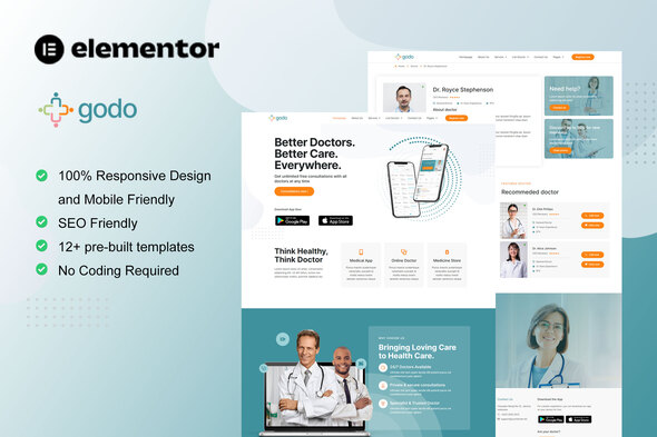Godo Doctor & Medical SaaS Elementor Template Kit
