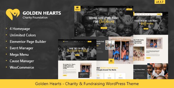 Golden Hearts – Fundraising Charity WordPress Theme 1 Golden Hearts – Fundraising Charity WordPress Theme