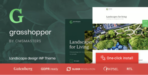 Grasshopper Landscape Design and Gardening Services WordPress Theme