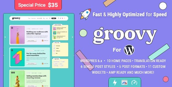 Groovy - Modern & Lightweight Blog for WordPress 1 Groovy Modern & Lightweight Blog for WordPress