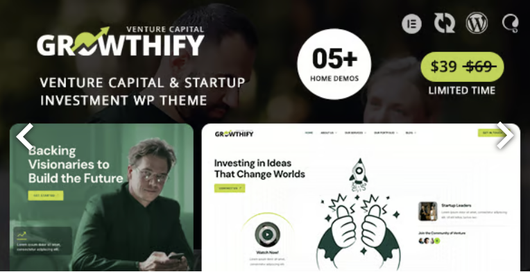 Growthify – Venture Capital & Startup Investment WordPress Theme 1 Growthify Venture Capital & Startup Investment WordPress Theme