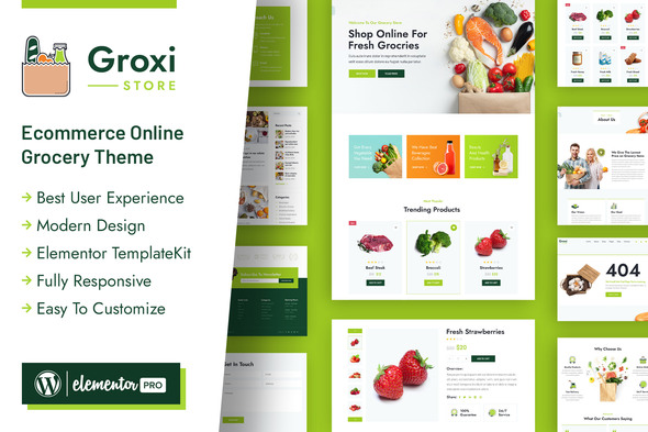 Groxi Grocery Store Elementor Template Kit