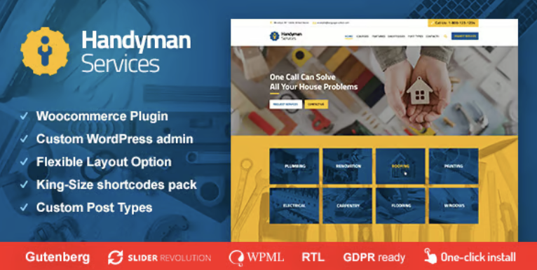 Handyman Services - Construction & Renovation WordPress Theme 1 Handyman Services WordPress Theme