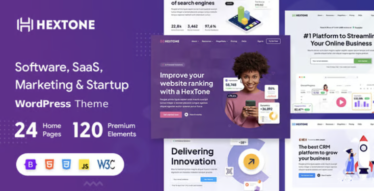 HexTone - Software, SaaS & Startup WordPress Theme 1 Hex Tone WordPress Theme