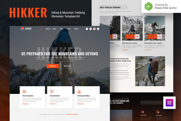 Hikker – Hiking & Mountain Trekking Elementor Template Kit 1 Hikker – Hiking & Mountain Trekking Elementor Template Kit