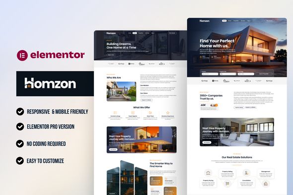 Homzon – Real Estate Property Elementor Template Kit 1 Homzon Real Estate Property Elementor Template Kit