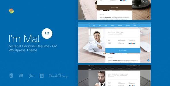 I am Mat - Material Personal Resume / CV vCard WordPress Theme 1 I'm Mat Material Personal Resume CV WordPress Theme