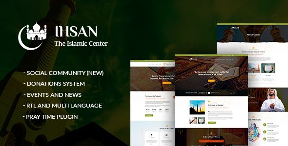 Ihsan – Islamic Prayer Center Muslim Community + RTL 1 Ihsan – Islamic Prayer Center Muslim Community + RTL WordPress Theme