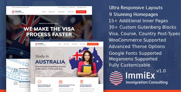 ImmiEx – Immigration and Visa Consulting WordPress Theme 1 Immi Ex – Immigration and Visa Consulting WordPress Theme