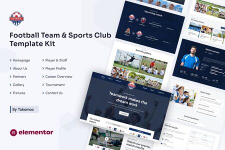 Intera Football Team & Sports Club WordPress Template Kit