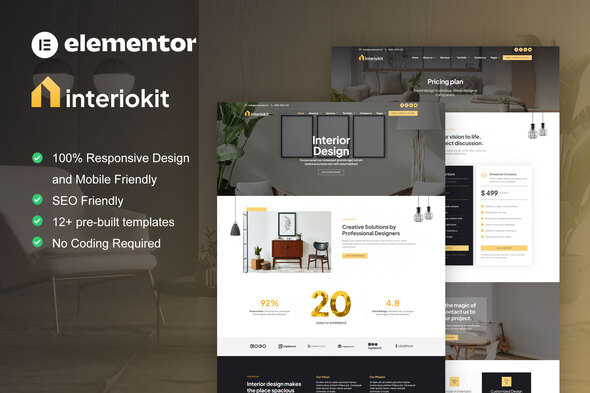 Interiokit Interior Design & Architecture Elementor Template Kit