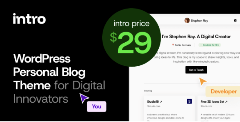 Intro - Personal Digital Blog WordPress Theme 1 Intro - Personal Digital Blog WordPress Theme