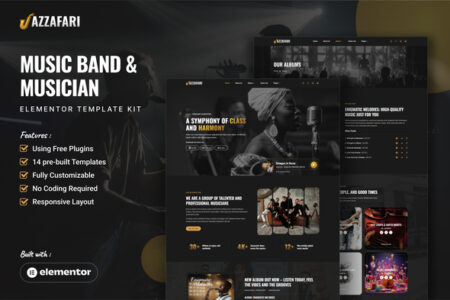 Jazzafari Music Band & Musician Elementor Template Kit