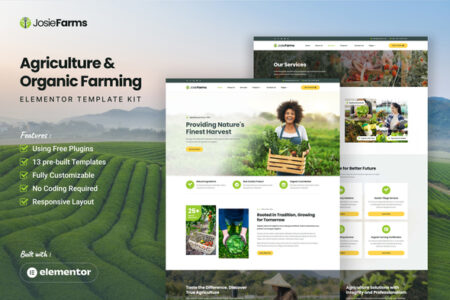 Josie Farms Agriculture & Organic Farming Elementor Template Kit