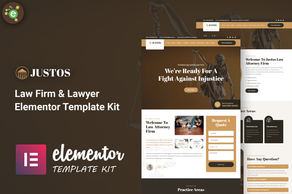 Justos Law Firm & Lawyer Elementor Template Kit