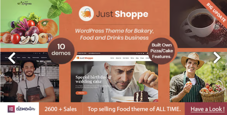 Justshoppe - Elementor Cake, Bakery & Food WordPress 1 Justshoppe WordPress Theme
