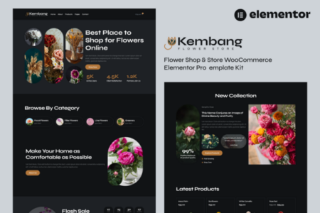 Kembang Flower Shop & Store Woo Commerce Elementor Pro Template Kit