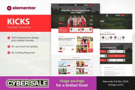 Kicks Football Academy Elementor Template Kit