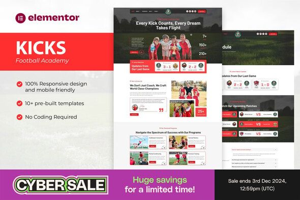 Kicks – Football Academy Elementor Template Kit 1 Kicks Football Academy Elementor Template Kit