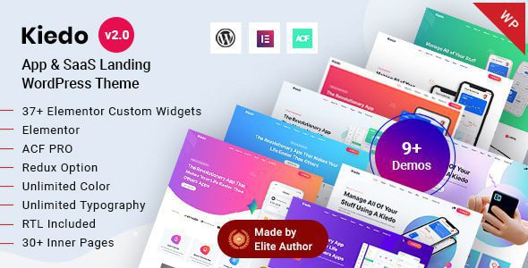 Kiedo - App & SaaS Software Landing Elementor WordPress Theme 1 Kiedo v2.0 App & SaaS Landing WordPress Theme