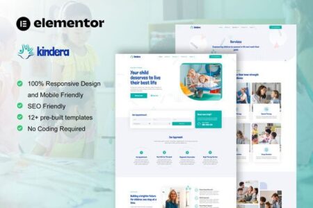 Kindera Child Therapist Psychologist Service Elementor Template Kit