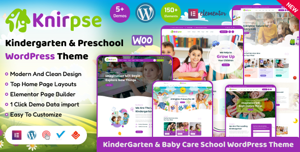 Knirpse – Kindergarten, School & Baby Care WordPress Theme 1 Knirpse Kindergarten and Preschool WordPress Theme