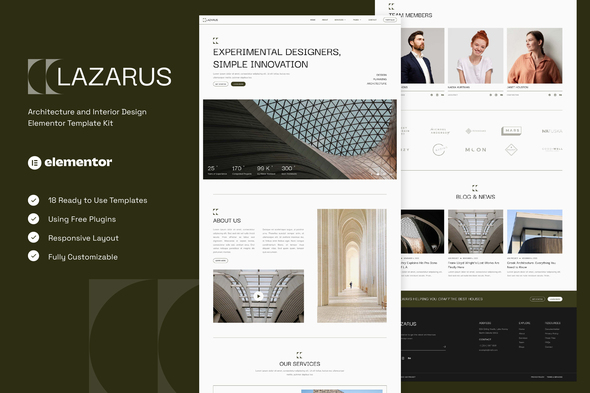 Lazarus Architecture & Interior Design Elementor Template Kit