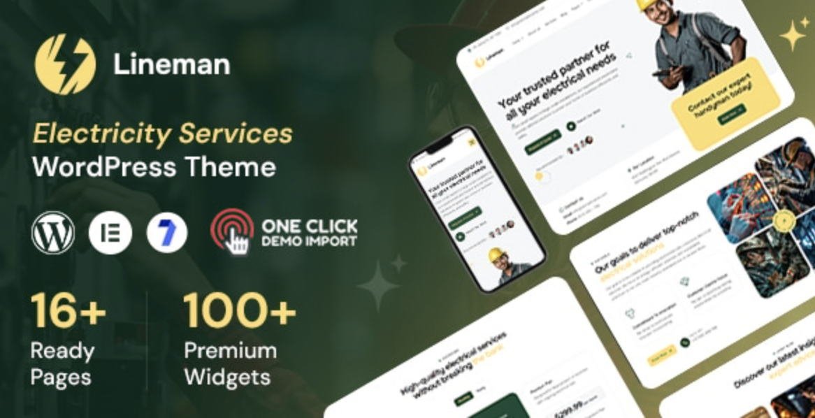 Lineman - Electricity Services WordPress Theme 1 Lineman Electricity Services WordPress Theme