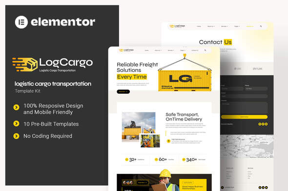 Log Cargo Logistic Cargo Transportation Elementor Template Kit