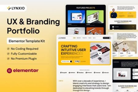 Lynxio UX & Branding Portfolio WordPress Template Kit