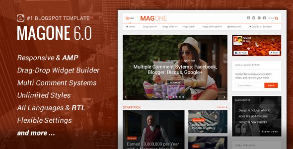 MagOne - Responsive News & Magazine Blogger Template 1 Mag One - Responsive News & Magazine Blogger Template