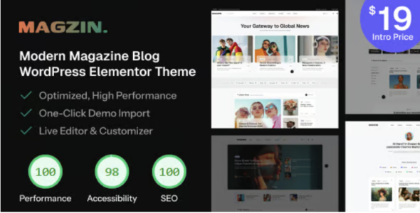 Magzin Modern High-Performance Blog WordPress Elementor Theme