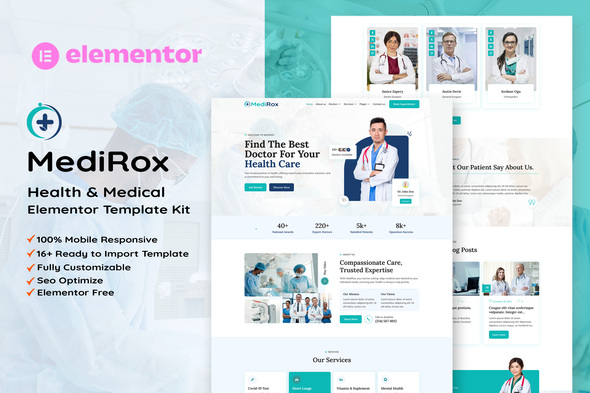 Medi Rox Health & Medical Elementor Template Kit