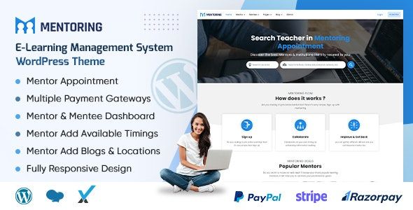 Mentoring – elearning/ Learning Management System Education WordPress Theme 1 Mentoring WordPress Theme