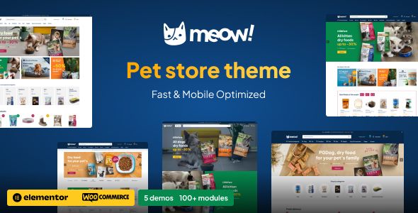 Meow! – Pet Care Pet Shop Elementor WordPress WooCommerce Theme 1 Meow! Pet store theme for WordPress