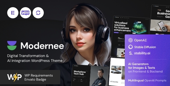 Modernee — AI Company & Digital Agency WordPress Theme 1 Modernee WordPress Theme