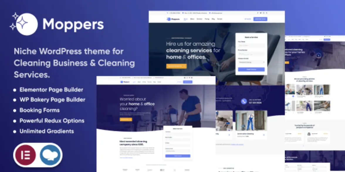 Moppers - Cleaning Company and Services WordPress Theme 1 Moppers WordPress Theme