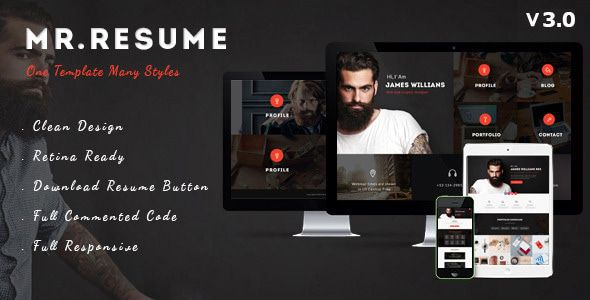 Morgan - Resume, vCard, Personal, Profile and Portfolio WP Theme 1 Mr. Resume WordPress Theme