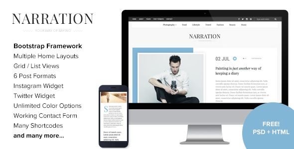 Narration - A Responsive WordPress Blog Theme 1 Narration WordPress Blog Theme
