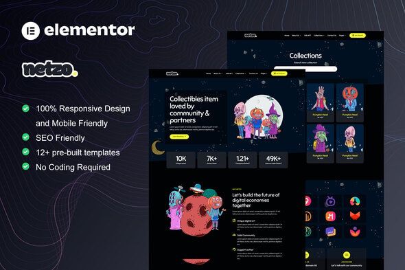 Netzo – NFT Portfolio Elementor Template Kit 1 Netzo – NFT Portfolio Elementor Template Kit