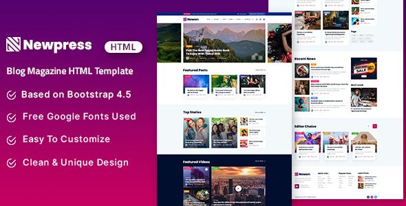 Newpress - Blog Magazine HTML Template 1 Newpress Blog Magazine HTML Template