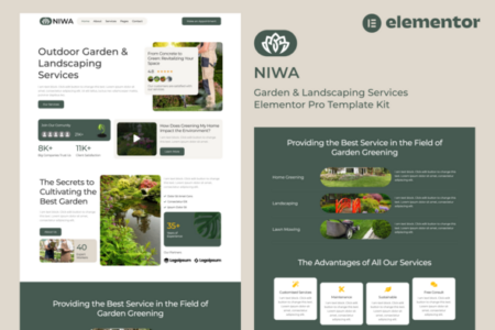 Niwa Garden & Landscaping Services Elementor Pro Template Kit