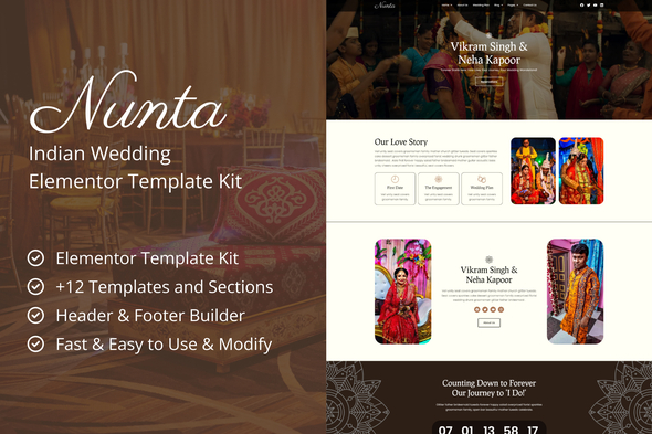 Nunta Indian Wedding Elementor Template Kit