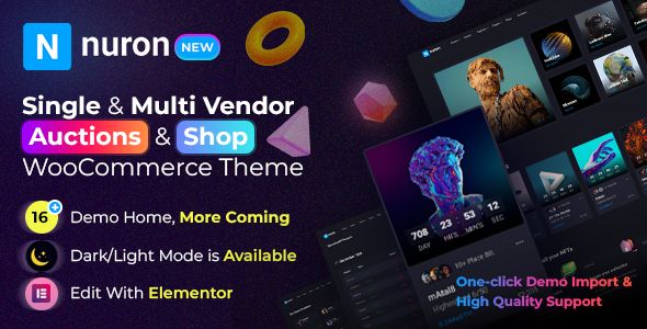Nuron - Multi Vendor Auctions & NFT WooCommerce Theme 1 Nuron - Multi Vendor Auctions & NFT WooCommerce Theme